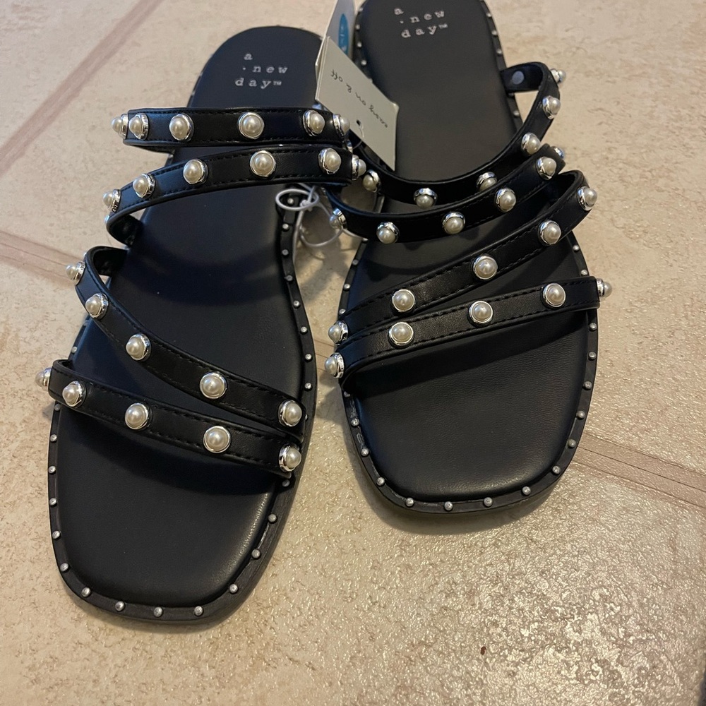A New Day Black Studded Sandals